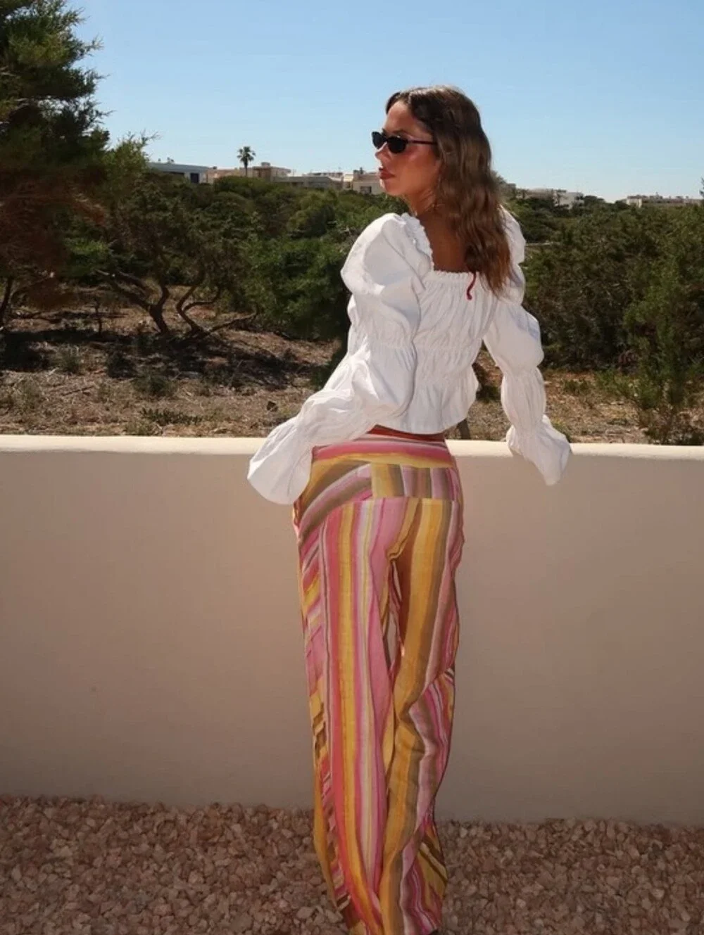 ZARA STRIPED WIDE LEG PANTS